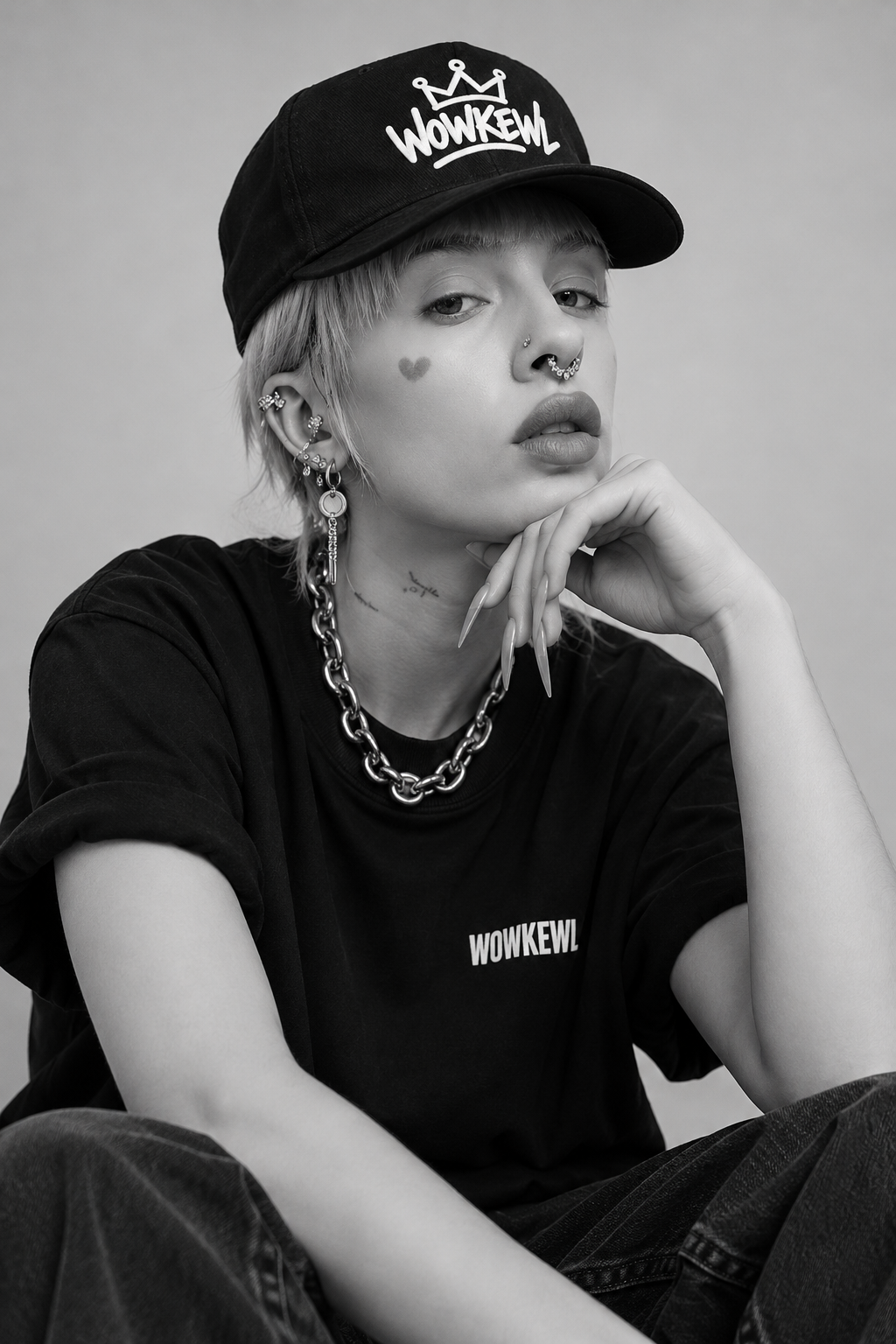 WOWKEWL Crown Cap i svart på modell