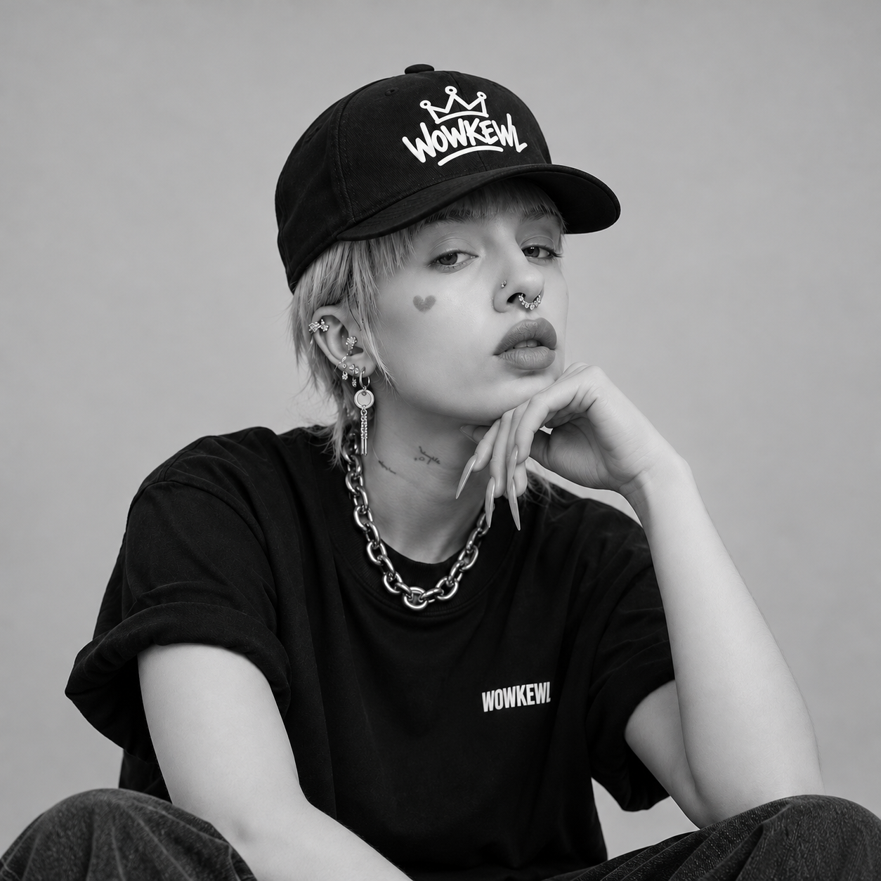 WOWKEWL Crown Cap — on model