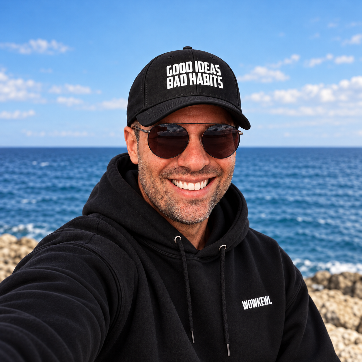 WOWKEWL Good Ideas Cap — on model