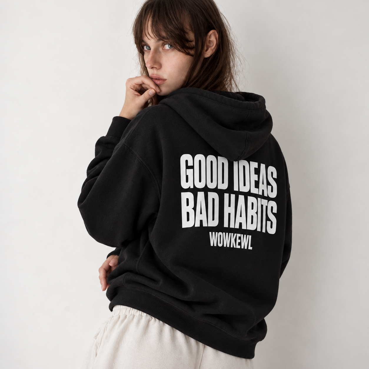 WOWKEWL Good Ideas Hoodie — on model