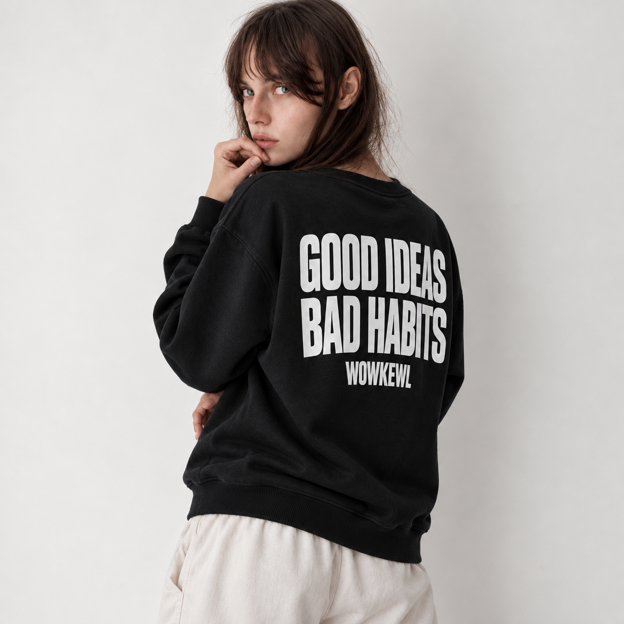 WOWKEWL Good Ideas Sweatshirt — on model