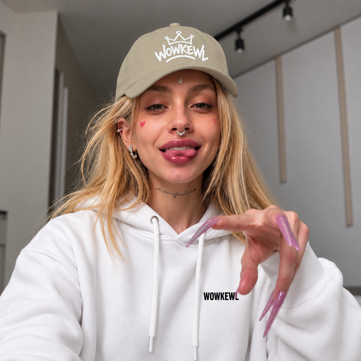 WOWKEWL Crown Cap — on model
