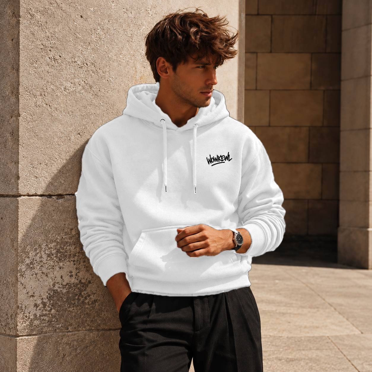 WOWKEWL Crown Hoodie — on model
