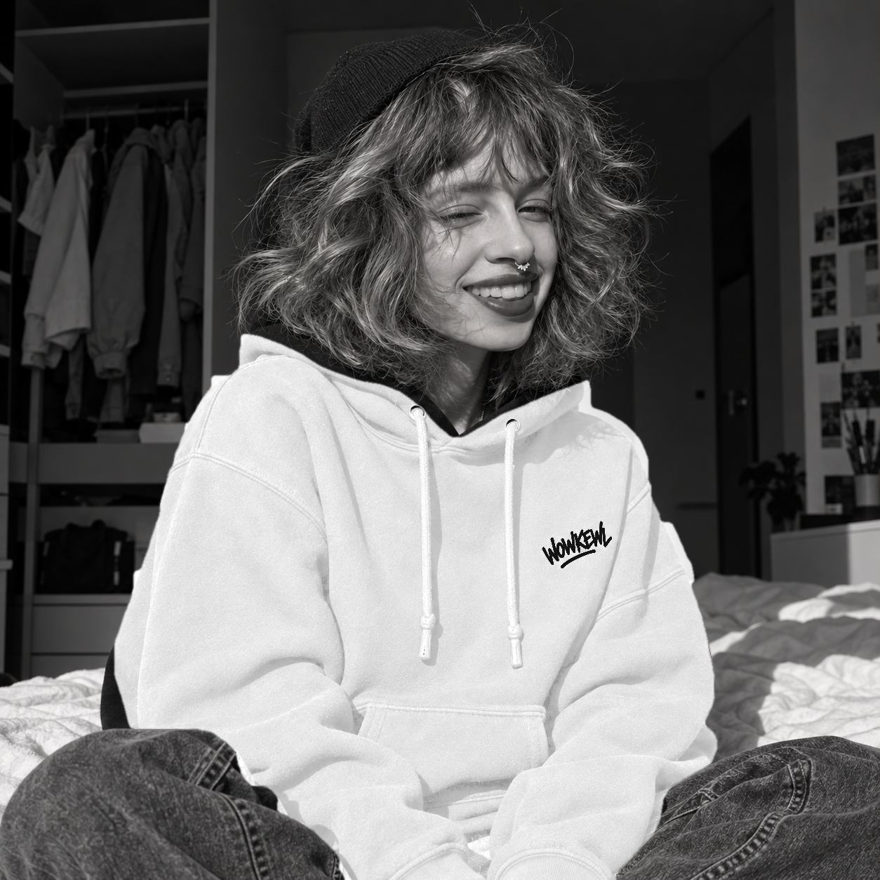 WOWKEWL Crown Hoodie — on model