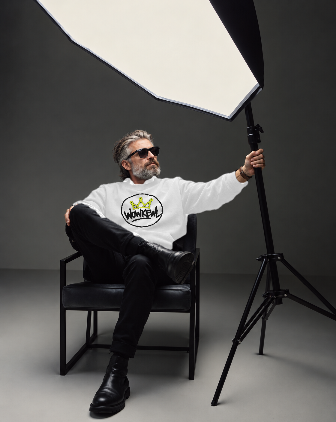 WOWKEWL Crown Sweatshirt — on model