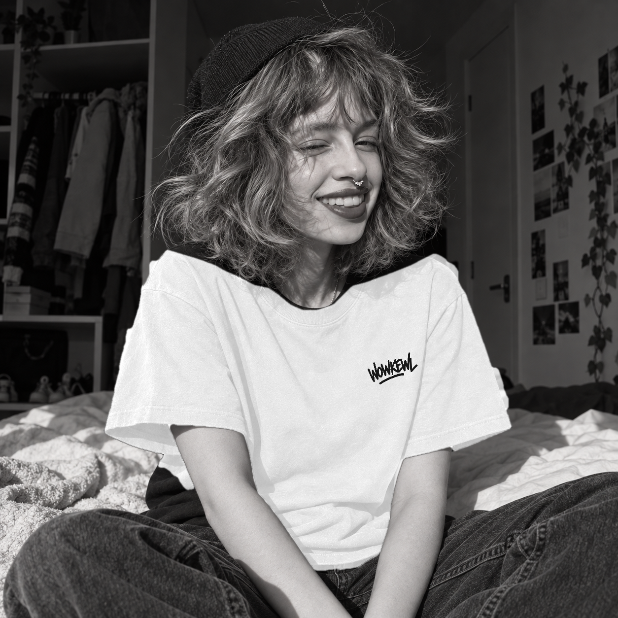 WOWKEWL Crown Tee — on model