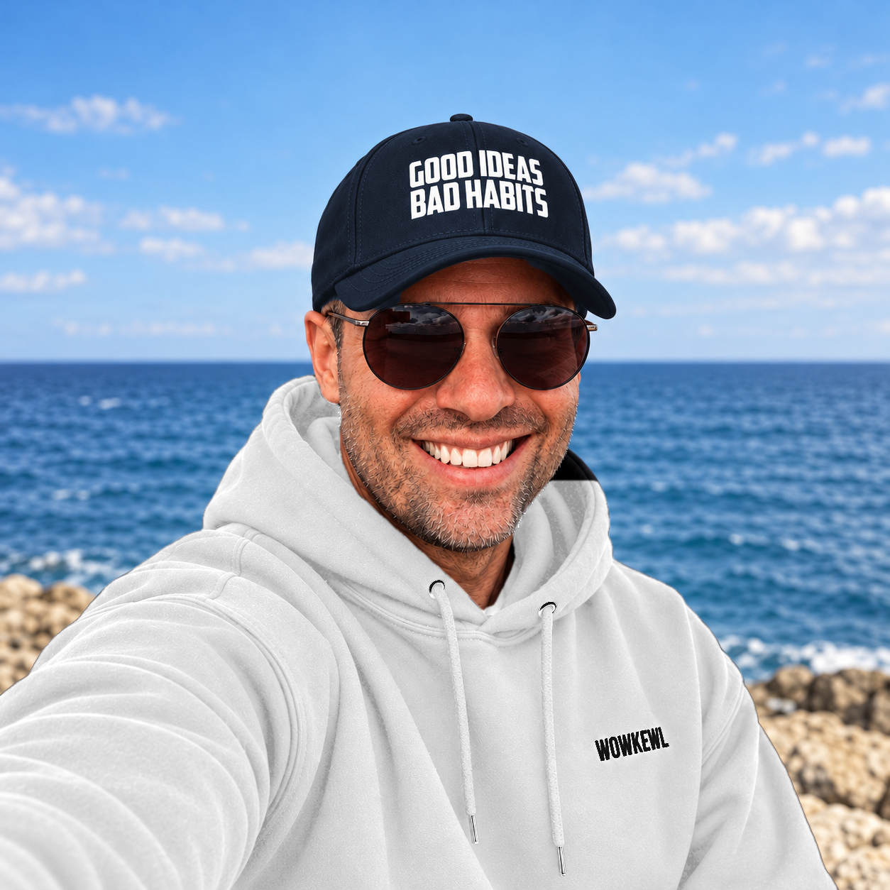 WOWKEWL Good Ideas Cap — on model