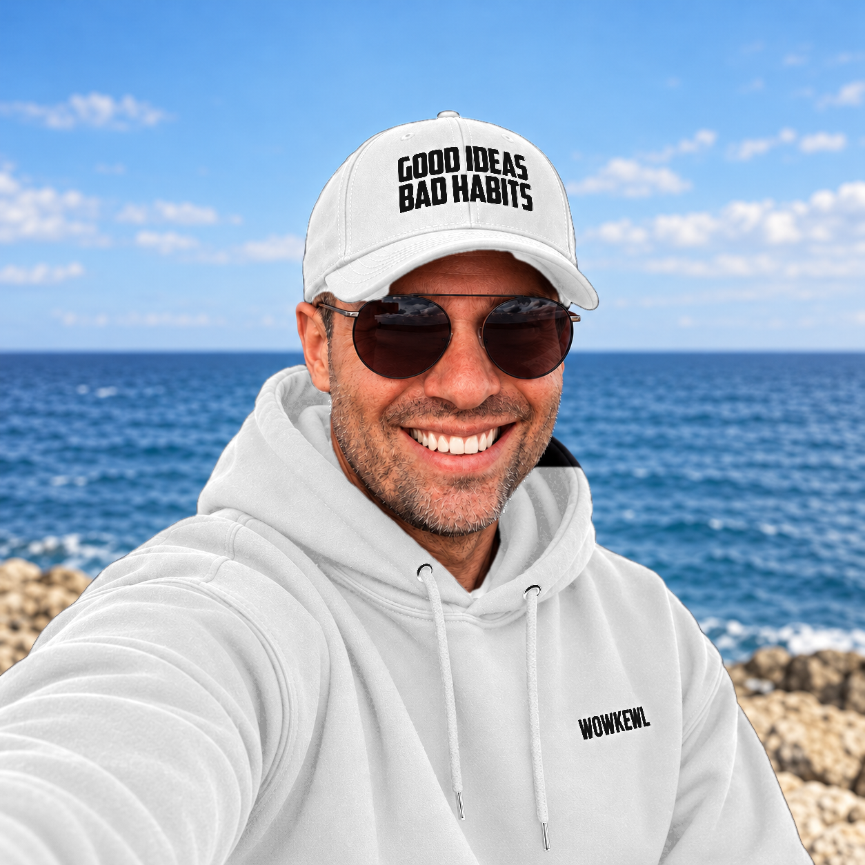 WOWKEWL Good Ideas Cap — on model