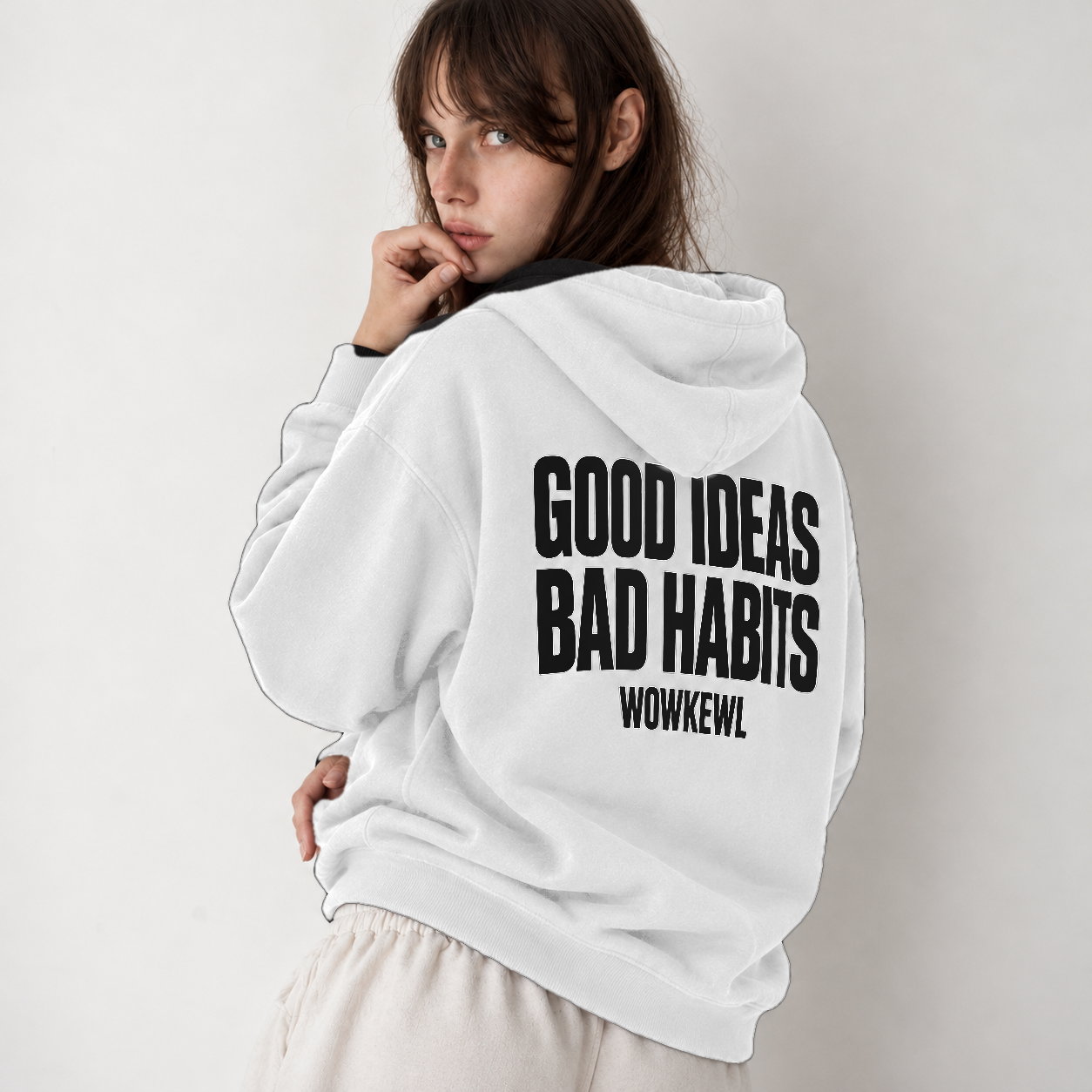 WOWKEWL Good Ideas Hoodie — on model