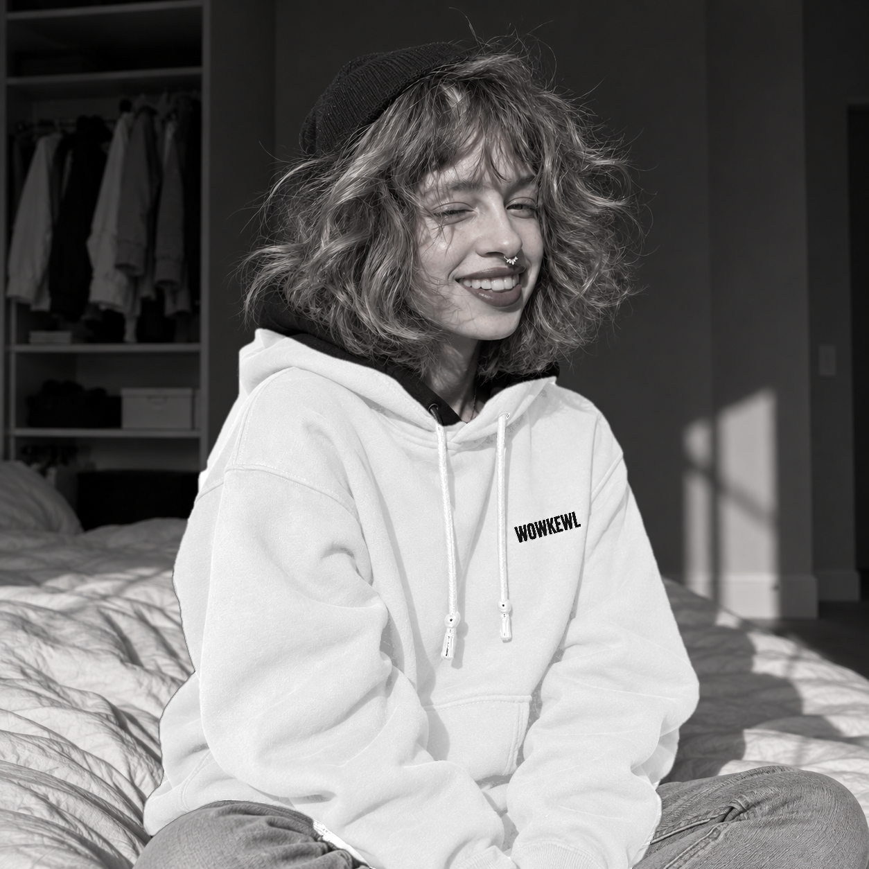 WOWKEWL Good Ideas Hoodie — on model
