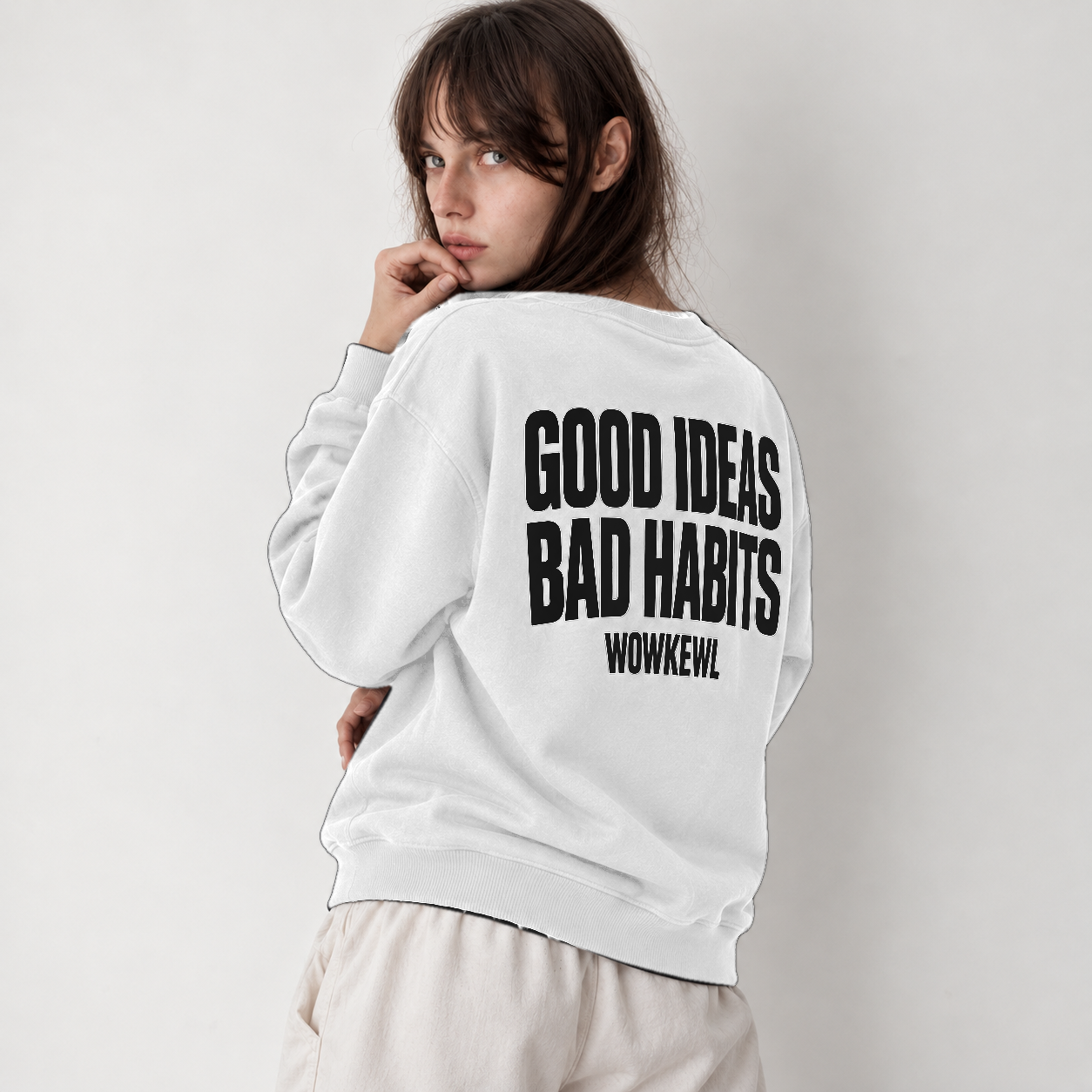 WOWKEWL Good Ideas Sweatshirt — on model