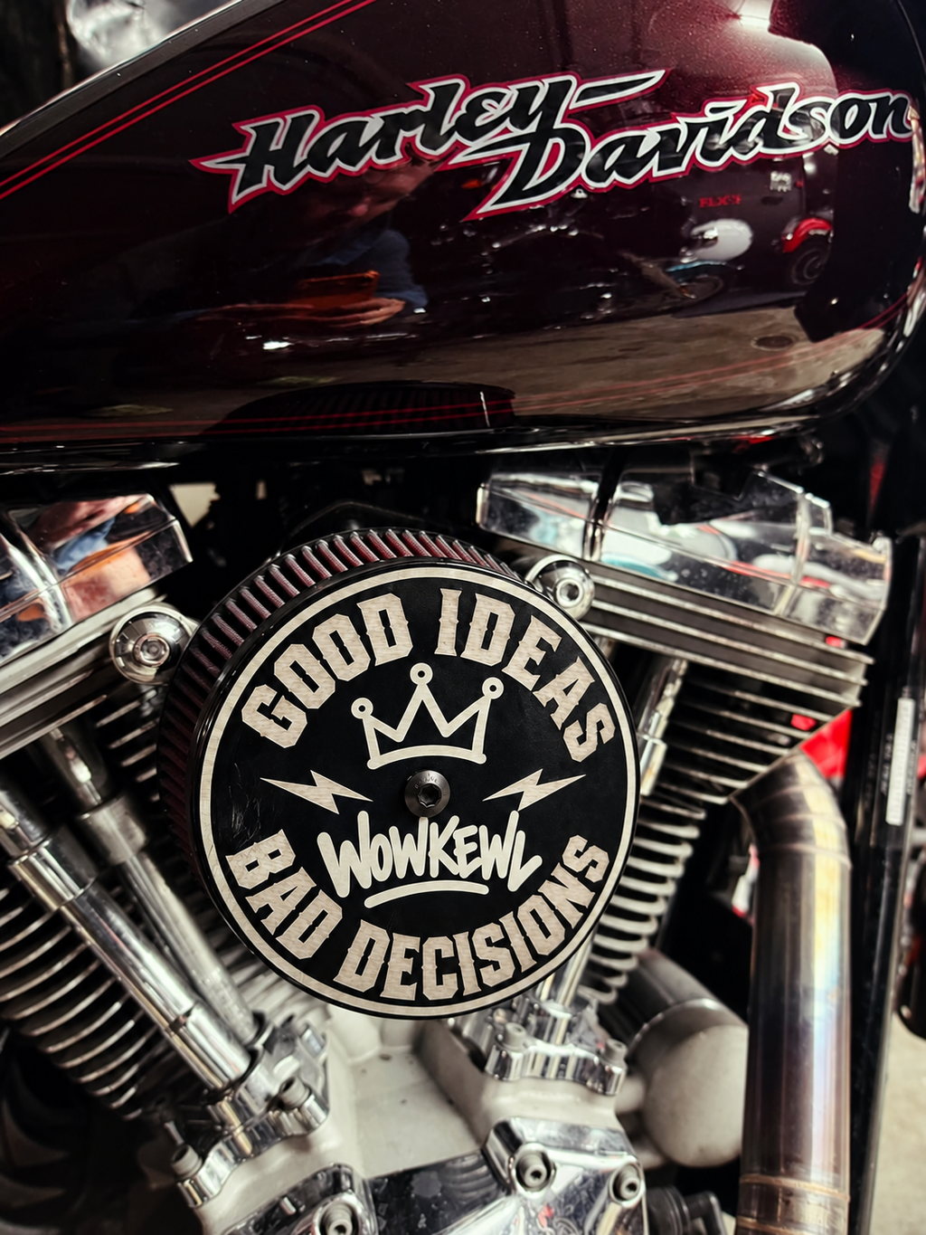 WOWKEWL Good Ideas Bad Decisions – Air Cleaner Cover 5.5″