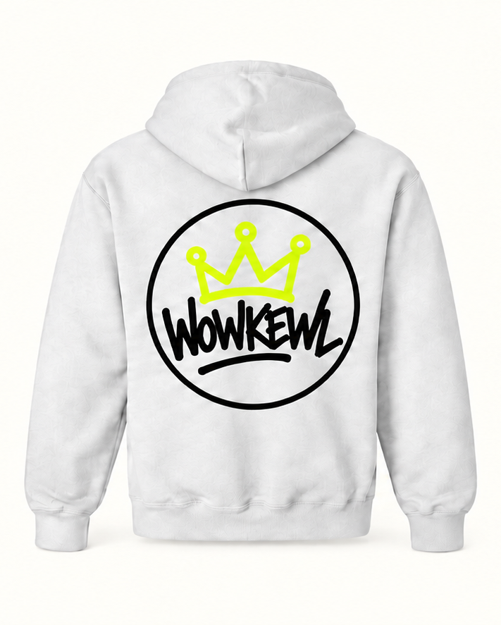 WOWKEWL Crown Hoodie – vit – baksida