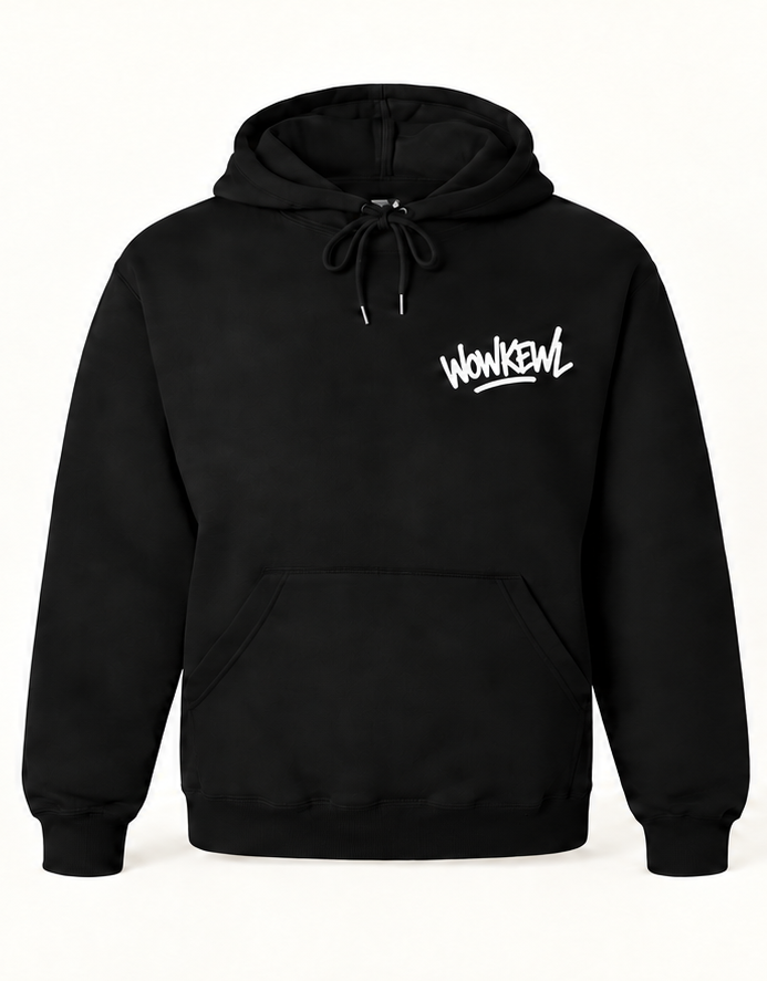 WOWKEWL Crown Mono Hoodie – svart – framsida