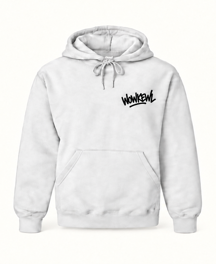 WOWKEWL Crown Mono Hoodie – vit – framsida