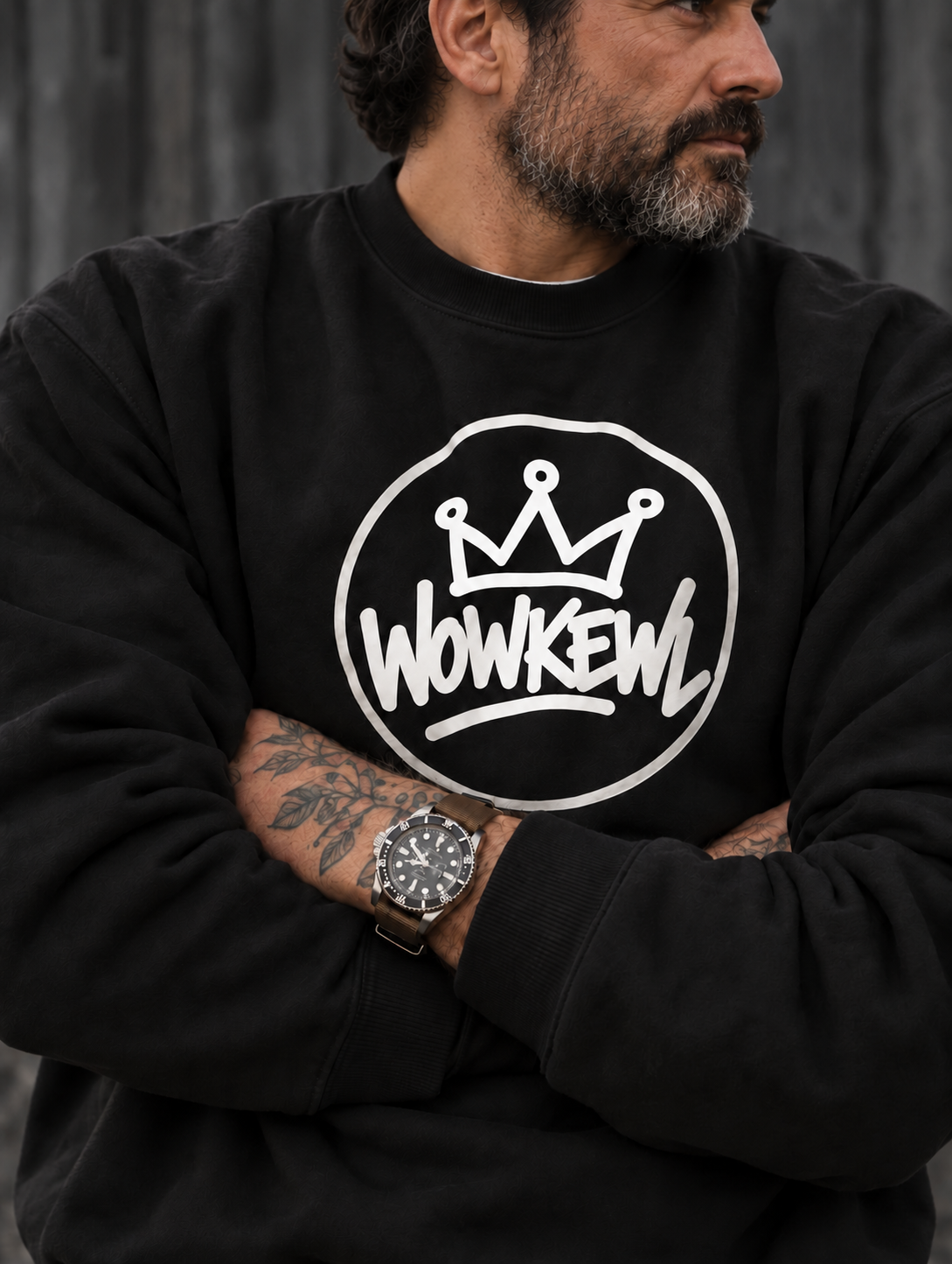 WOWKEWL Crown Mono Sweatshirt – svart