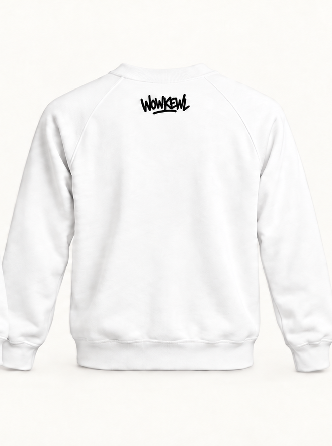 WOWKEWL Crown Mono Sweatshirt – vit – baksida