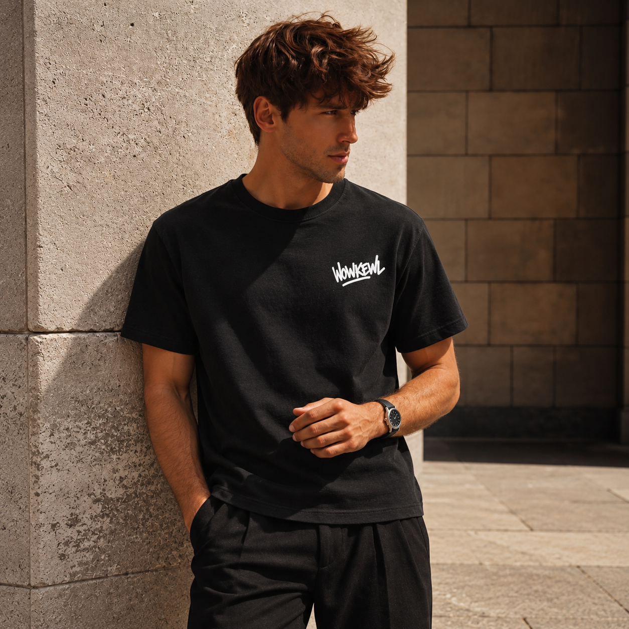 WOWKEWL Crown Mono Tee – svart
