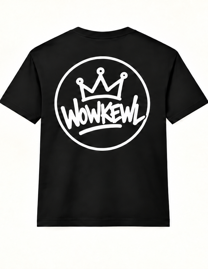 WOWKEWL Crown Mono Tee – svart – baksida