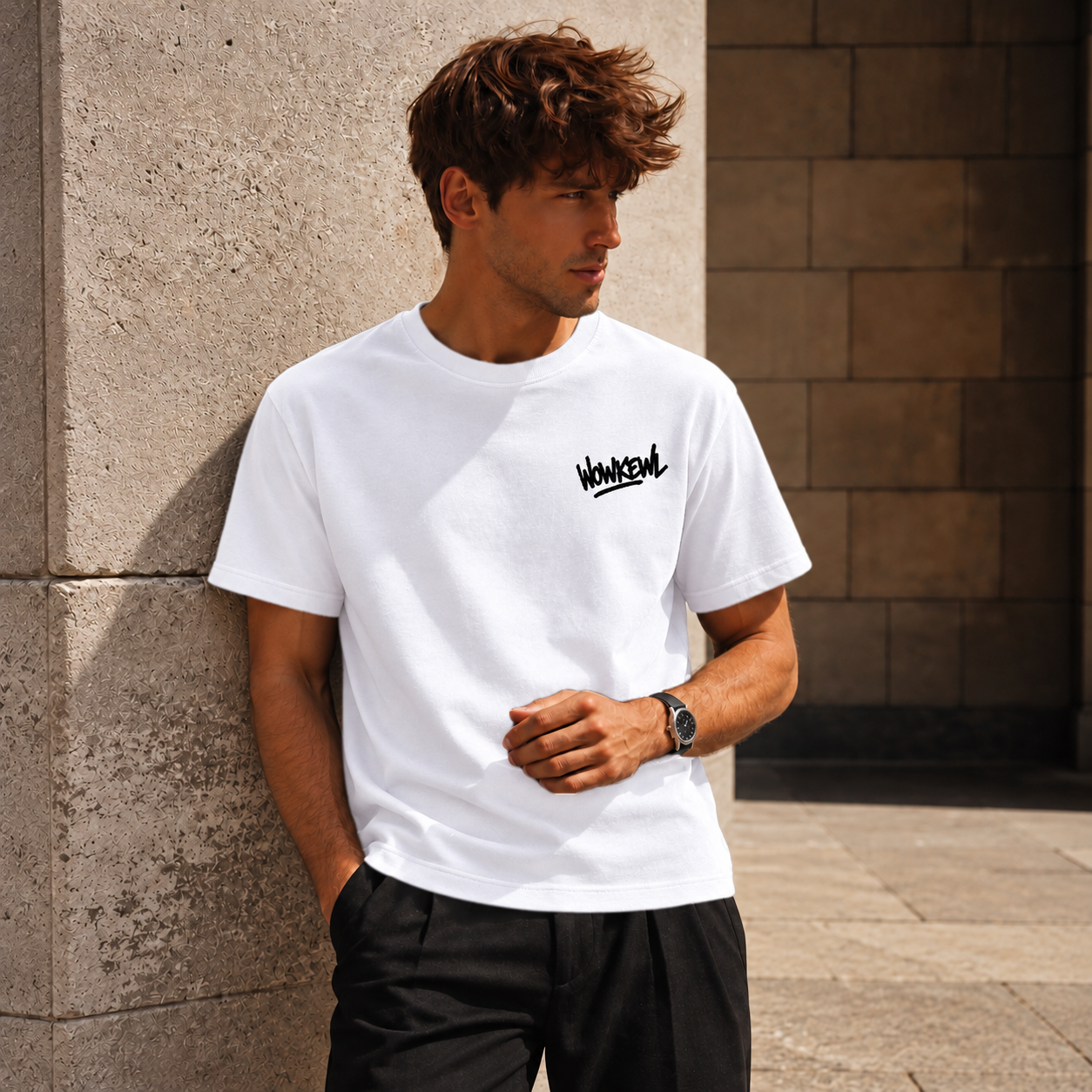 WOWKEWL Crown Mono Tee – vit