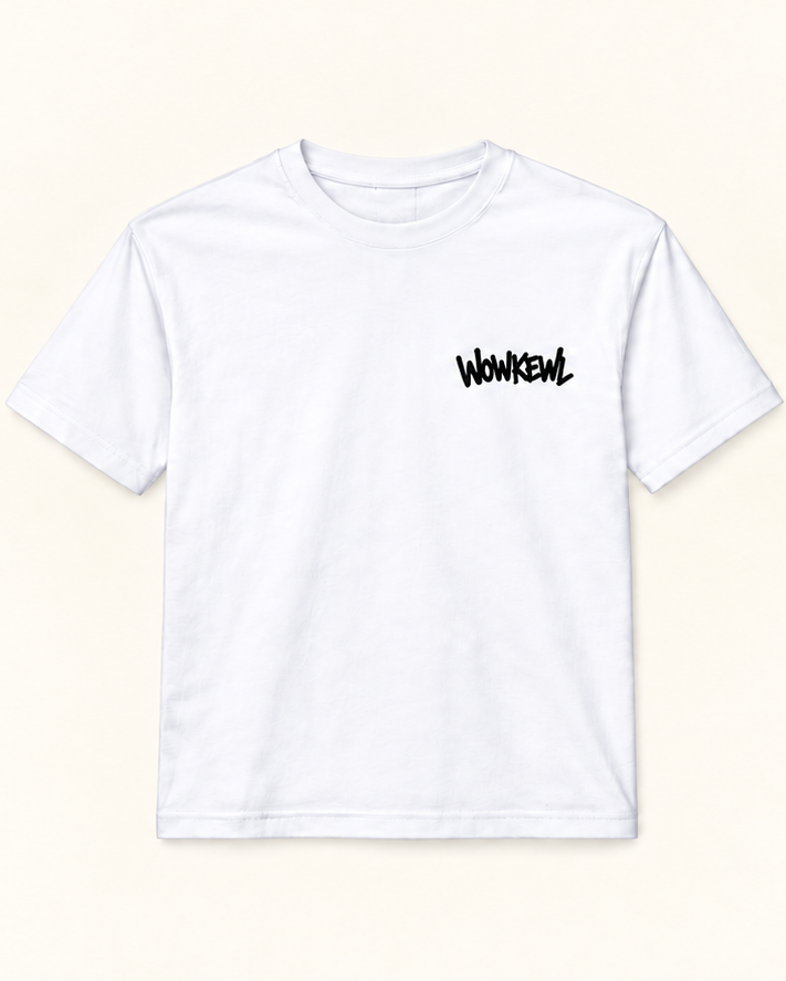 WOWKEWL Crown Mono Tee – vit – framsida