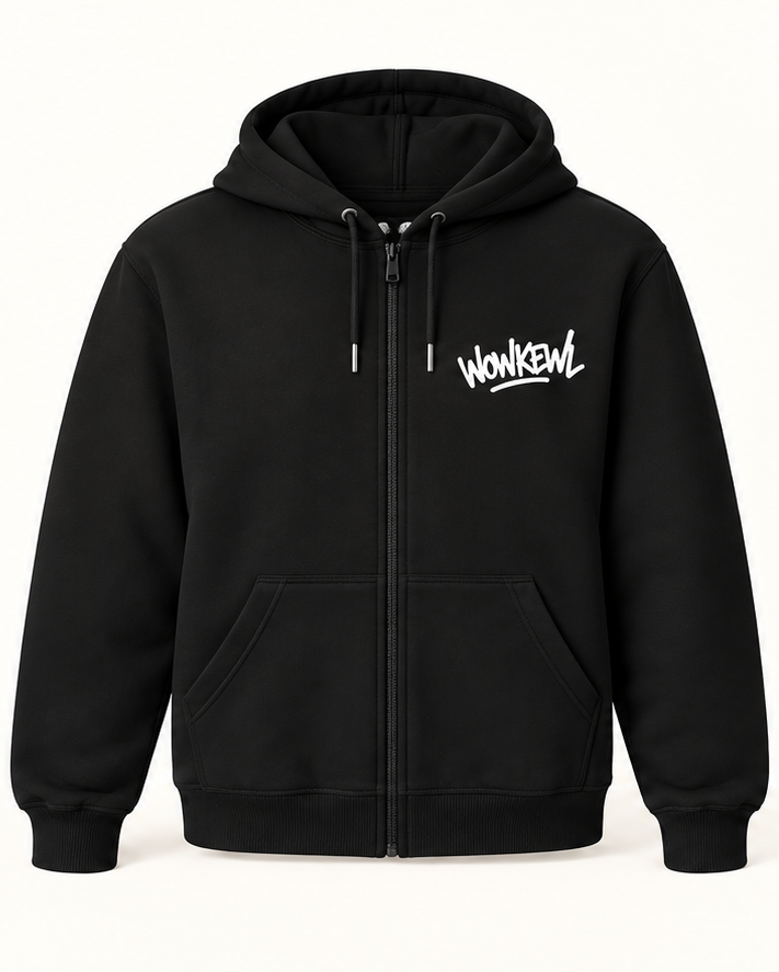 WOWKEWL Crown Zip Hoodie – svart – framsida