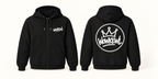 WOWKEWL Crown Zip Hoodie svart med dragkedja och vitt Crown-tryck på ryggen