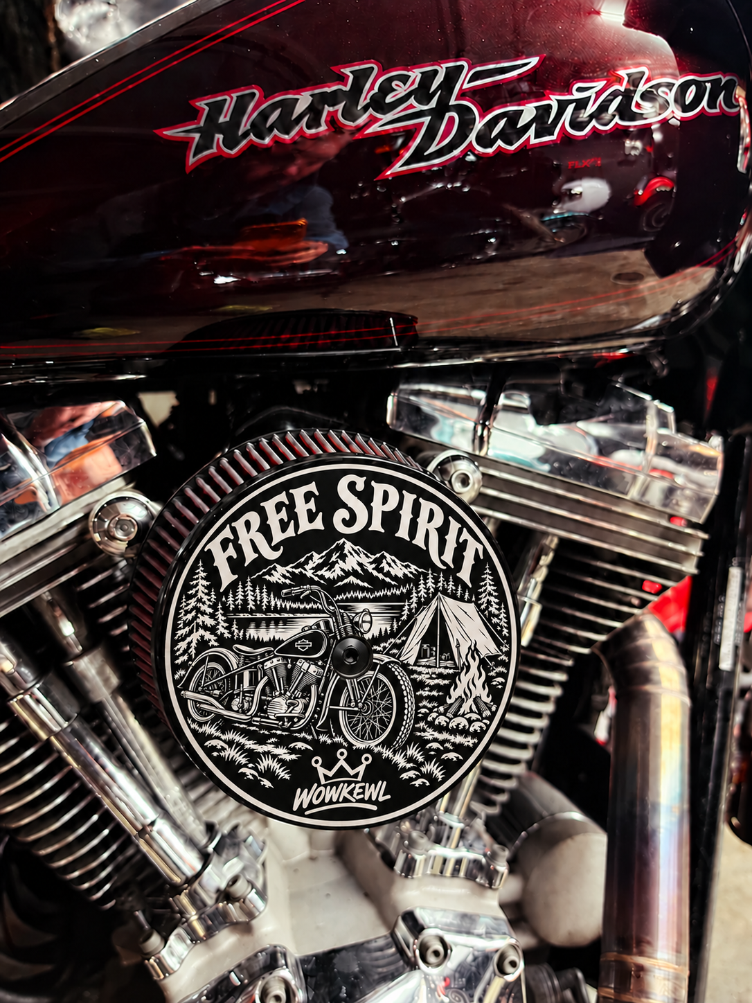 Visualisering av Free Spirit-locket monterat på motorcykel