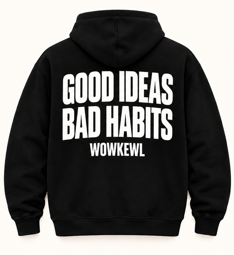 WOWKEWL Good Ideas Hoodie – svart – baksida