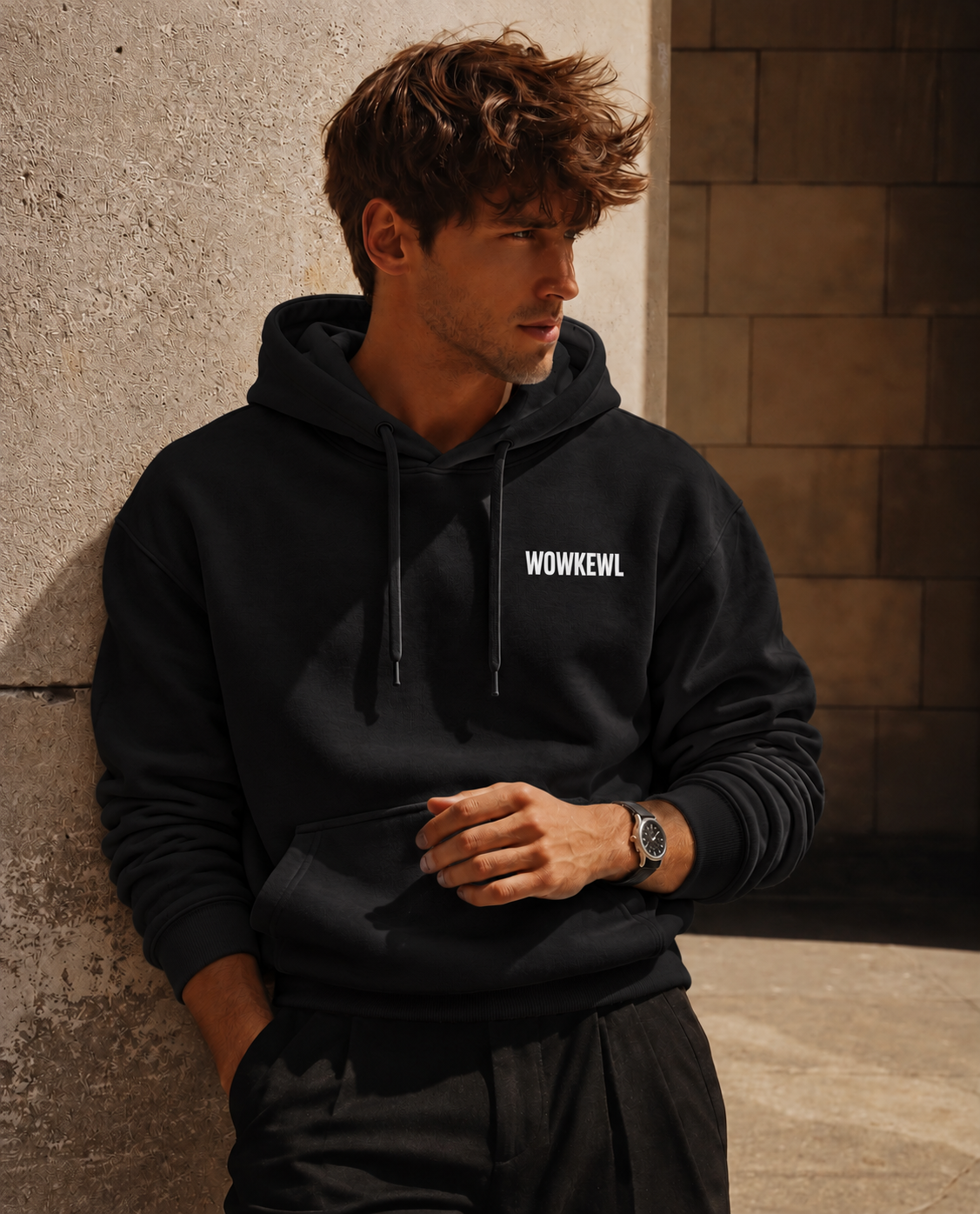 WOWKEWL Good Ideas Hoodie i svart på modell