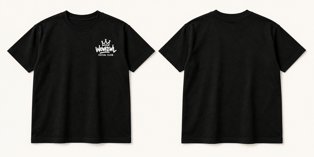 WOWKEWL Social Club T-shirt svart med litet brösttryck