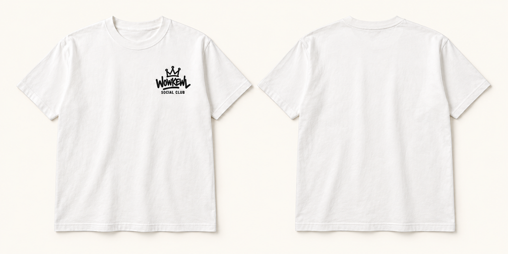 WOWKEWL Social Club T-shirt vit med litet brösttryck