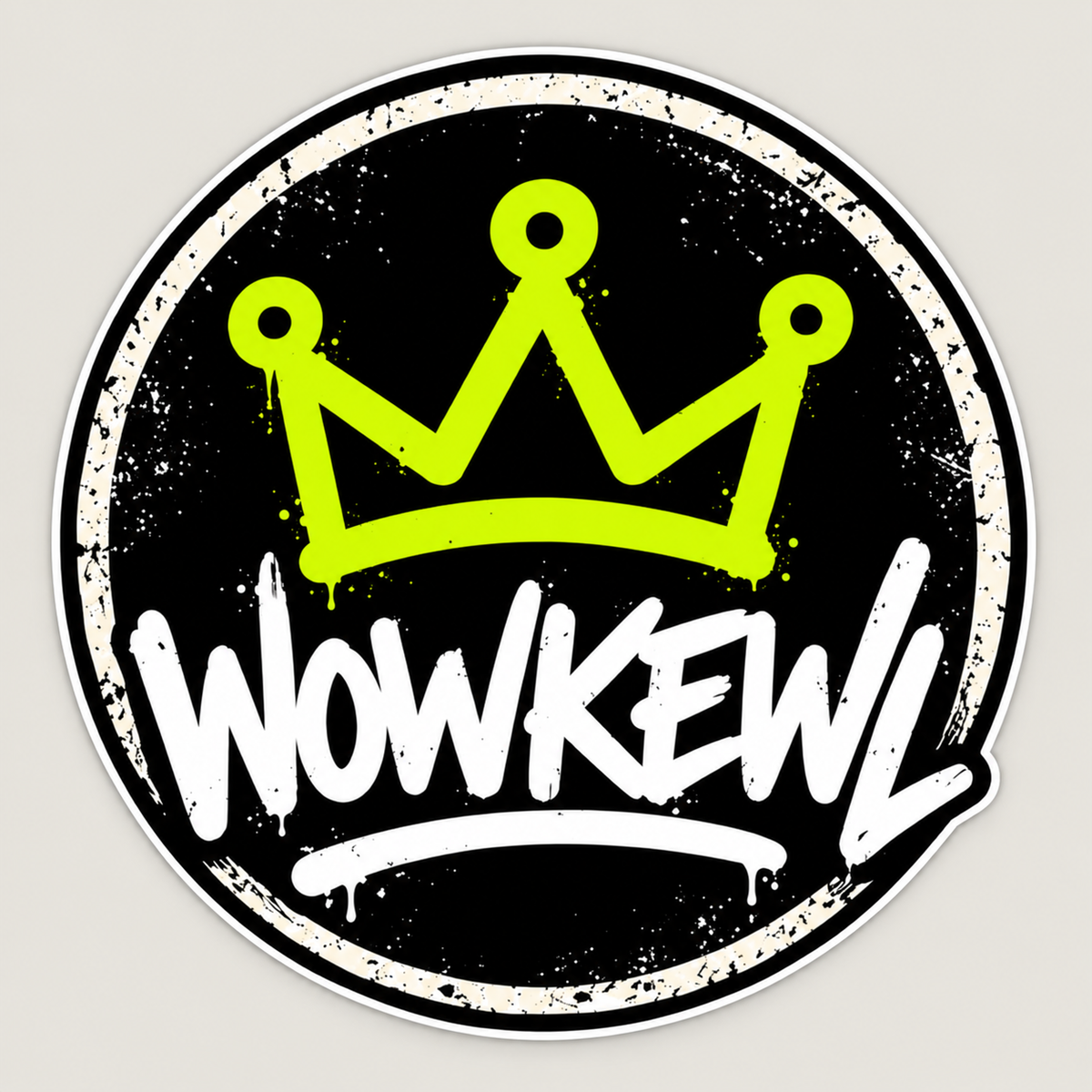 Rund WOWKEWL Crown Logo-sticker med krona