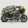 MC-sticker Low Standards High Risers med högt styre