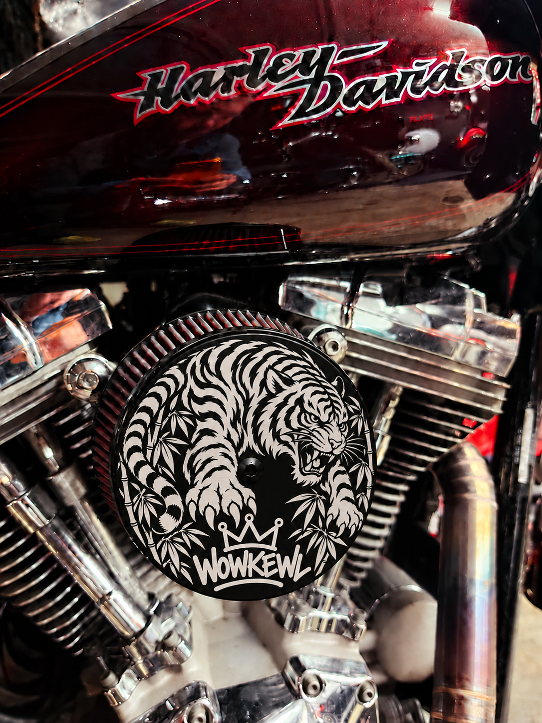 Visualisering av reviderat WOWKEWL Tiger monterat på motorcykel
