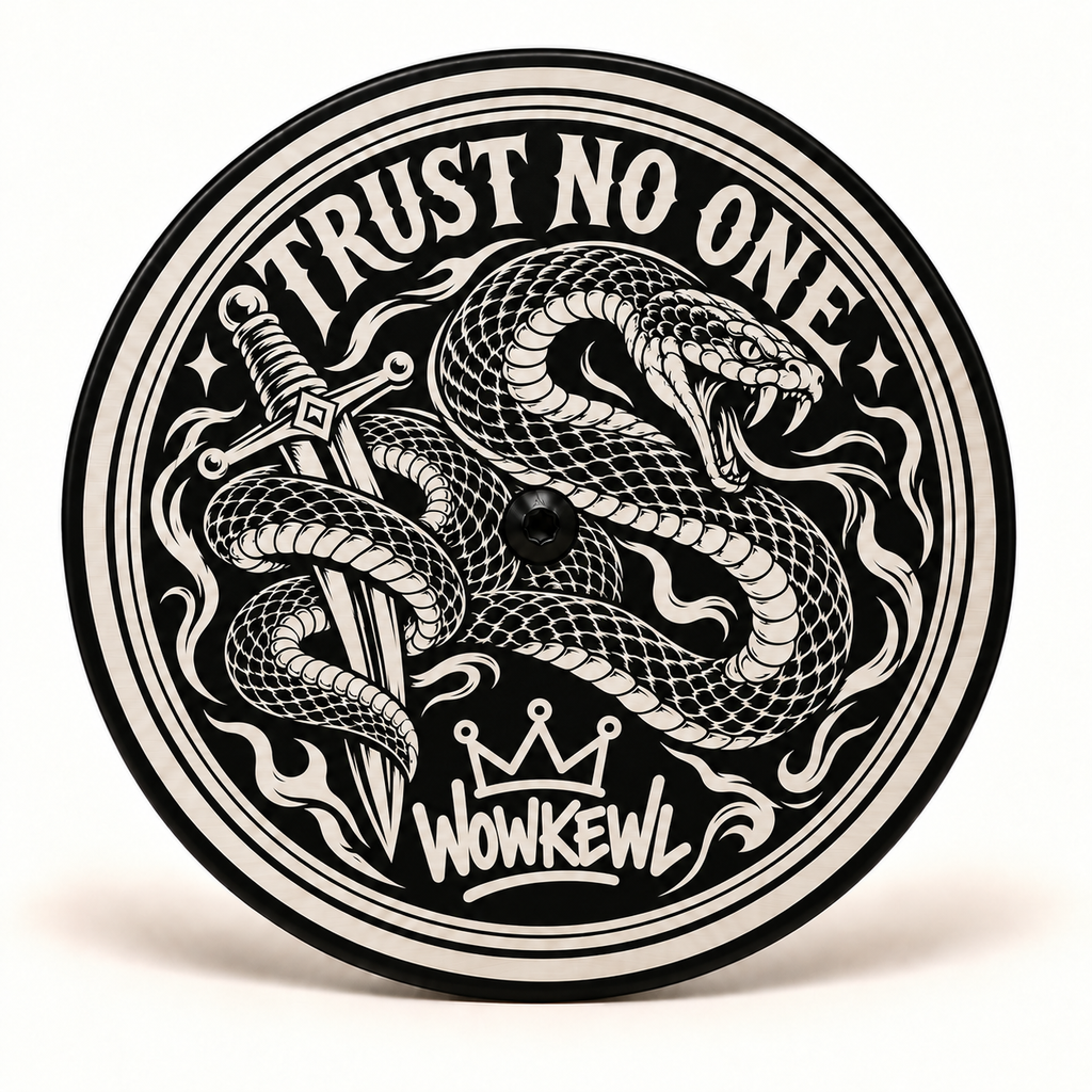 WOWKEWL Trust No One – Luftrenarlock 5,5″ mot vit bakgrund